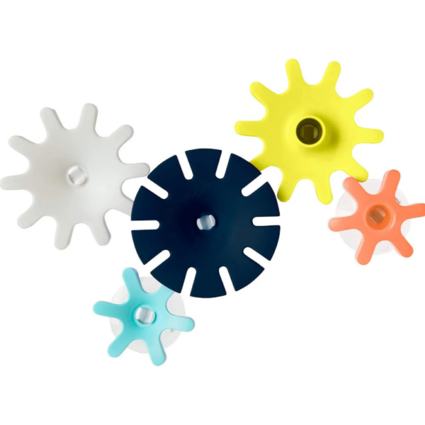 Cogs Suction Bath Toys - 5 Pcs - Navy/Yellow BOON