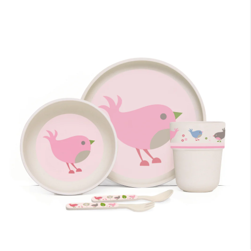 Juego de vajilla de bambú con cubiertos Penny - Chirpy Bird