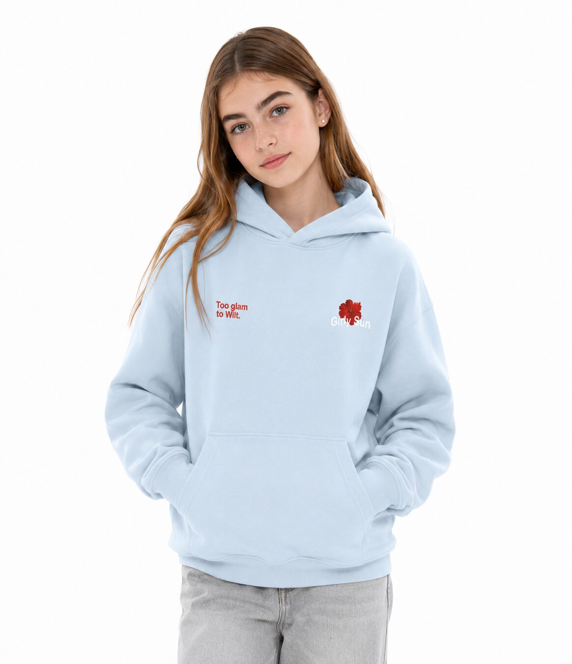 Hoddie Flor - Baby blue